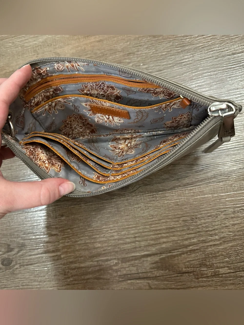HOBO Taupe Leather Wristlet Clutch
